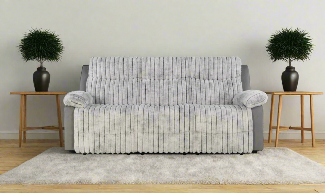 Global Furniture Lusso 3-Seater Gray Fabric Recliner Sofa