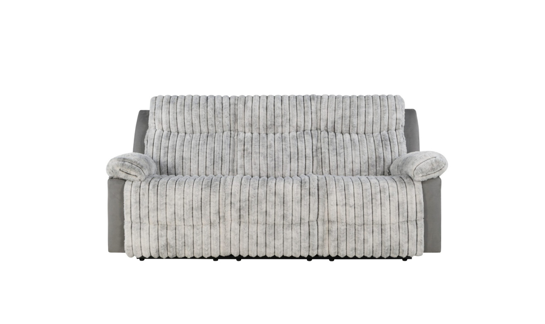 Global Furniture Lusso 3-Seater Gray Fabric Recliner Sofa