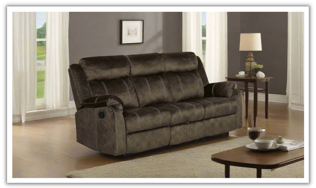 Global Furniture Domino 3-Seater Coffee Fabric Recliner Sofa-jennifer furniture