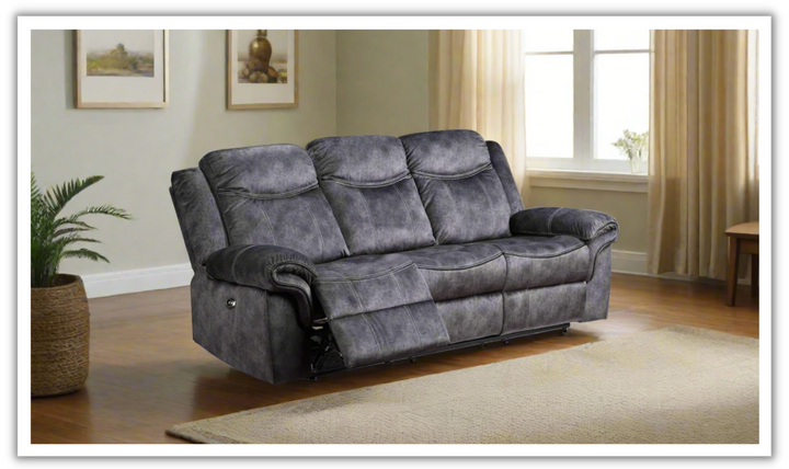 Global Furniture Domino 3-Seater Granite Fabric Recliner Sofa