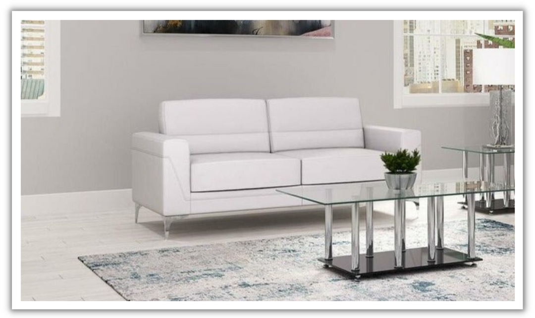 Global Furniture Gabi 2-Seater Light Grey PVC Sofa with Track Arms-jennifer furniture