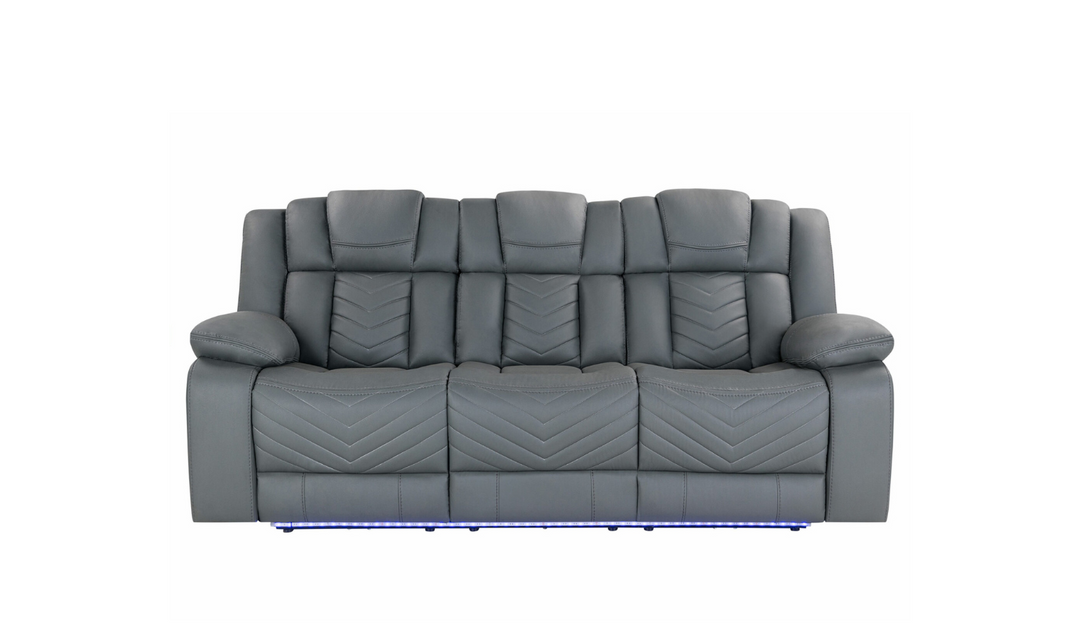 Global Furniture Gray 3-Seater Fabric Power Reclining Sofa