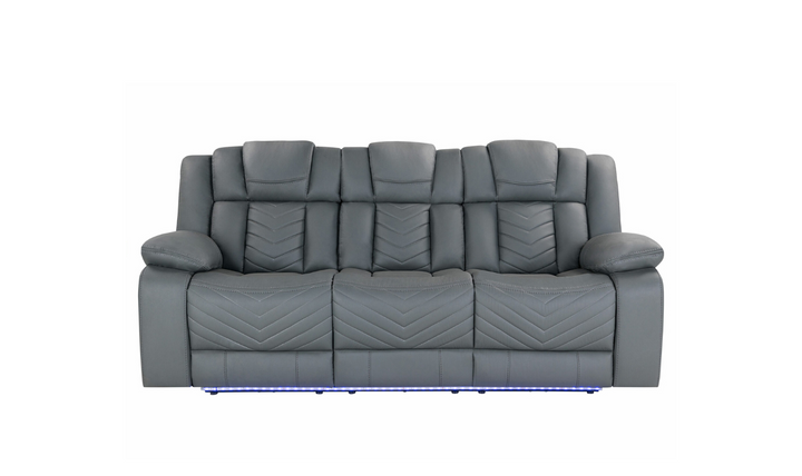 Global Furniture Gray 3-Seater Fabric Power Reclining Sofa