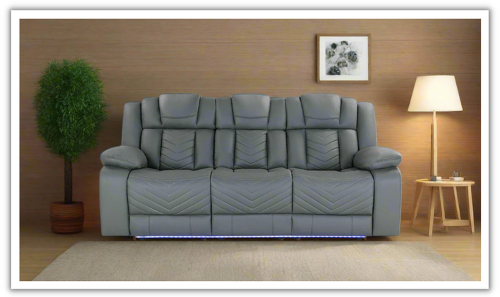 Global Furniture Gray 3-Seater Fabric Power Reclining Sofa