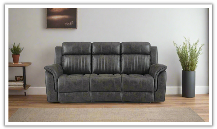 Global Furniture Graystone 3-Seater Gray Fabric Recliner Sofa