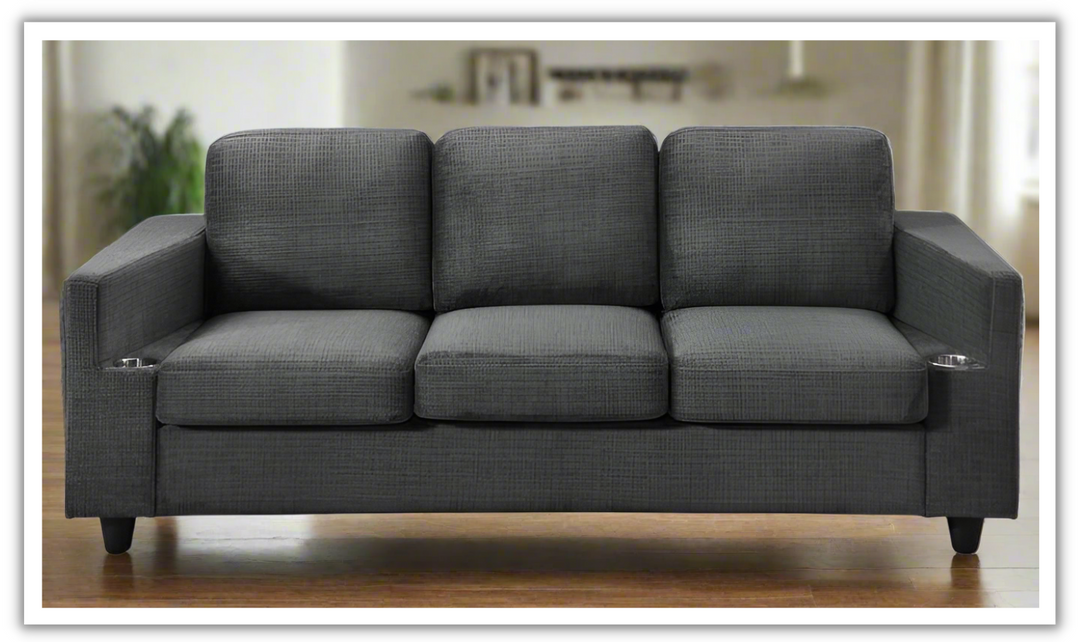Global Furniture Silo 3-Seater Chennile Fabric Sofa in Gunmetal Gray-jennifer furniture
