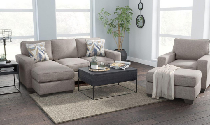 Modern Heritage Greaves 3-Seater L-Shaped Fabric Sectional Sofa Chaise (Reversible Chaise)