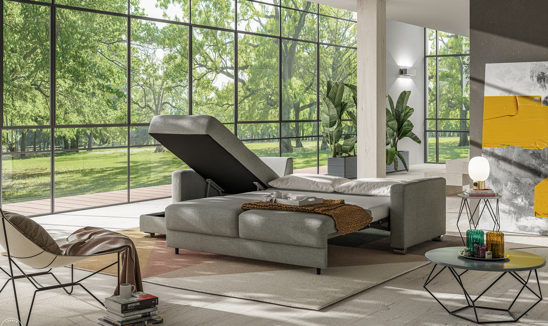 Luonto Hampton L-Shaped Fabric Sectional Sofa Sleeper with Reversible Chaise-Jennifer Furniture