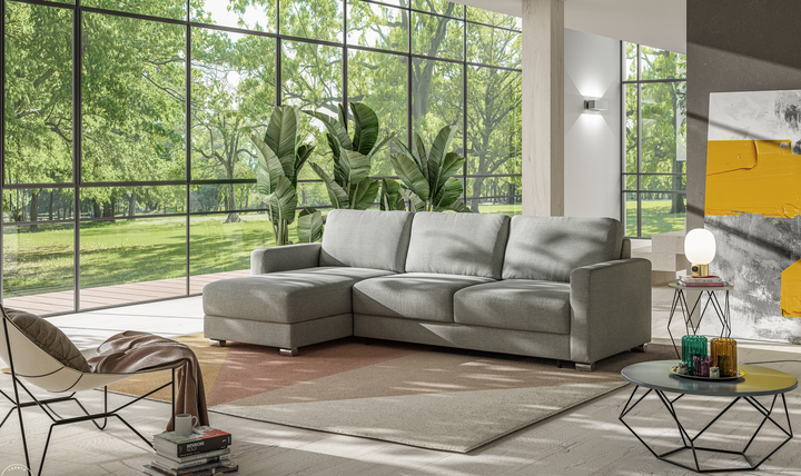 Luonto Hampton L-Shaped Fabric Sectional Sofa Sleeper with Reversible Chaise-Jennifer Furniture