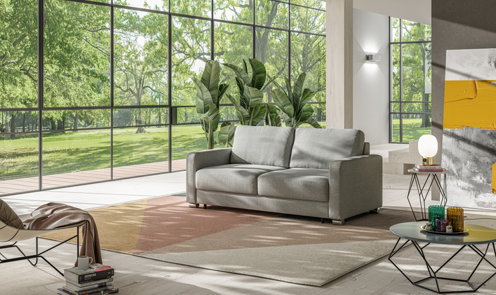 Luonto Hampton Stone Fabric Sleeper Sofa with Foam Mattress-Jennifer Furniture