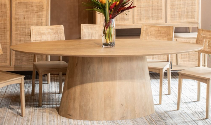 HTD Casablanca Wooden Oval Dining Table in Natural White-Jennifer Furniture