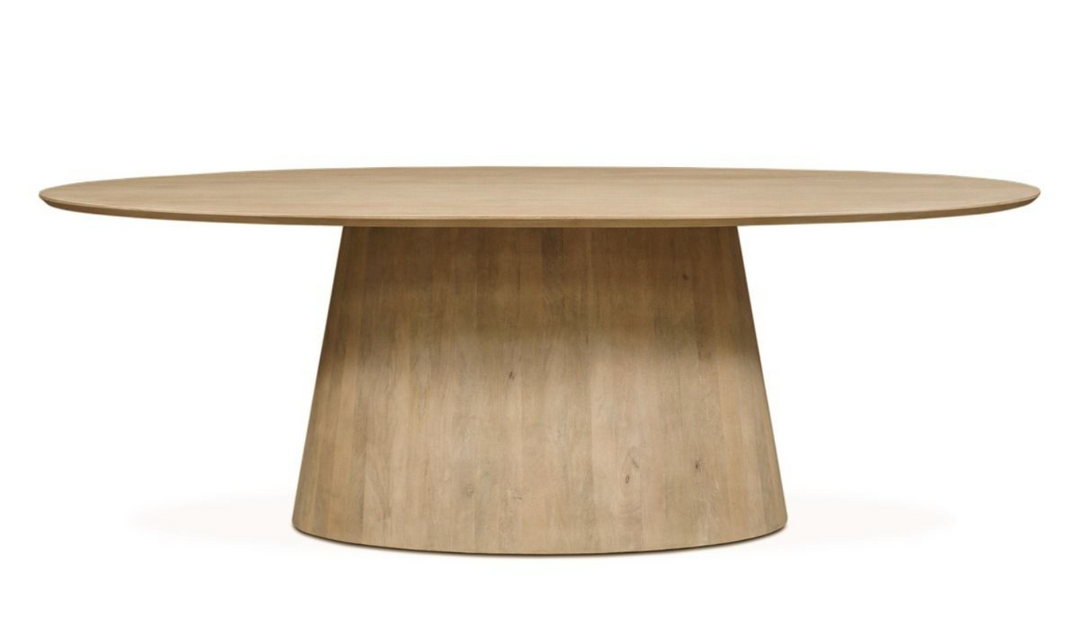 HTD Casablanca Wooden Oval Dining Table in Natural White-Jennifer Furniture