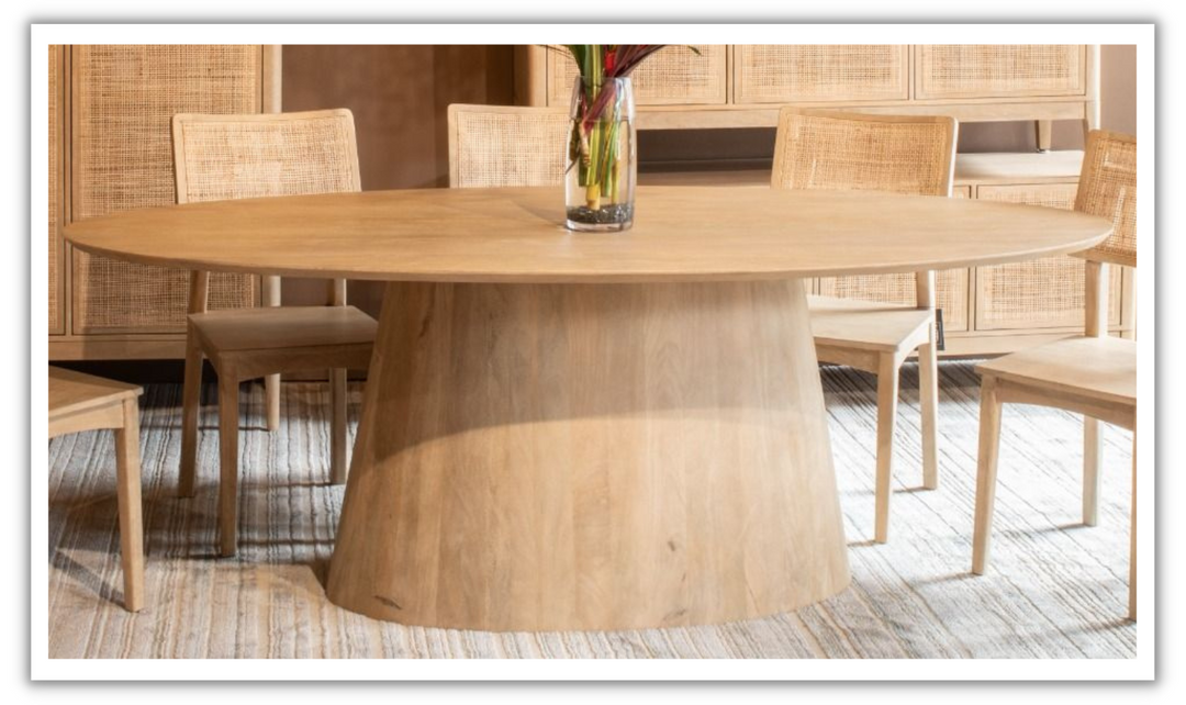 HTD Casablanca Wooden Oval Dining Table in Natural White-Jennifer Furniture