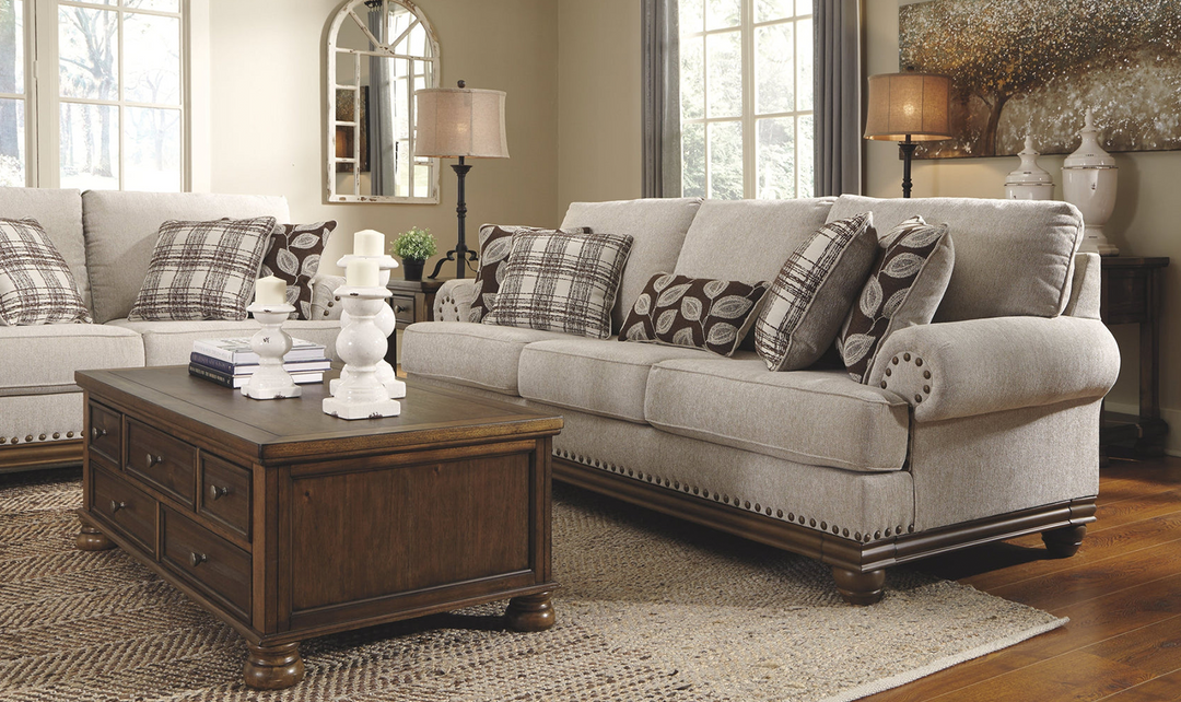 Modern Heritage Harleson 3-Seater Wheat Fabric Sofa with  Rolled Arms