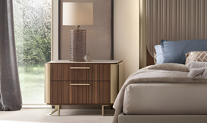 Alf Dafre Hera 2 Drawer Nightstand in Channel Walnut Wood