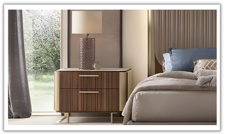 Alf Dafre Hera 2 Drawer Nightstand in Channel Walnut Wood