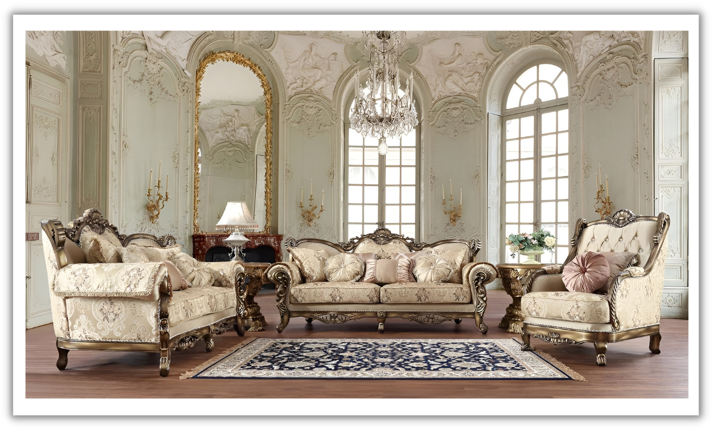 Homeydesign Hendra 3 Pieces Traditional Living Room Set in Brown