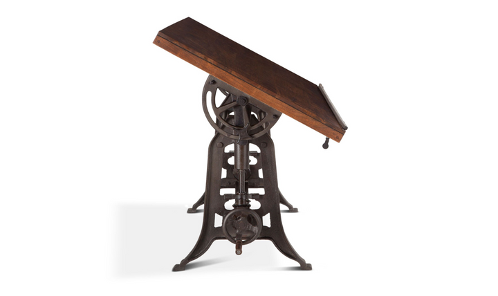 Industrial Loft Wooden Drafting Desk With Adjustable Height-Jennifer Furniture