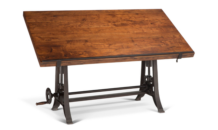 Industrial Loft Wooden Drafting Desk With Adjustable Height-Jennifer Furniture