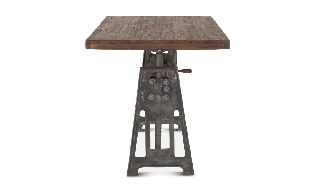 Industrial Loft Office Desk With Adjustable Crank In Gray Zinc-Jennifer Furniture