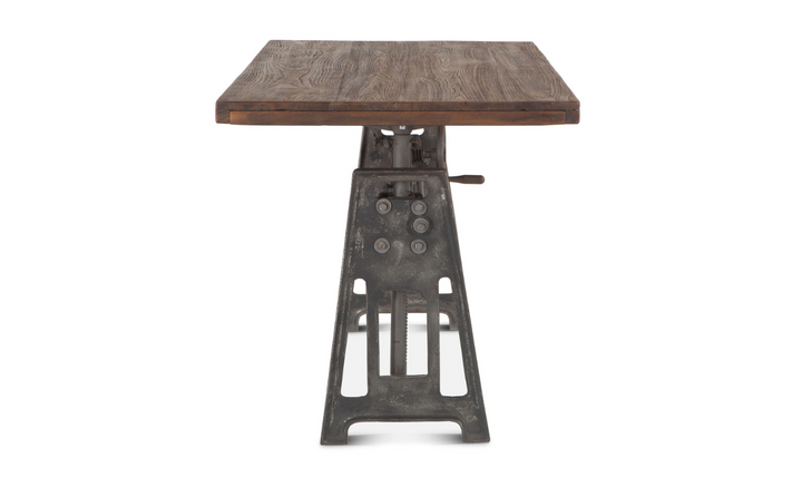 Industrial Loft Office Desk With Adjustable Crank In Gray Zinc-Jennifer Furniture