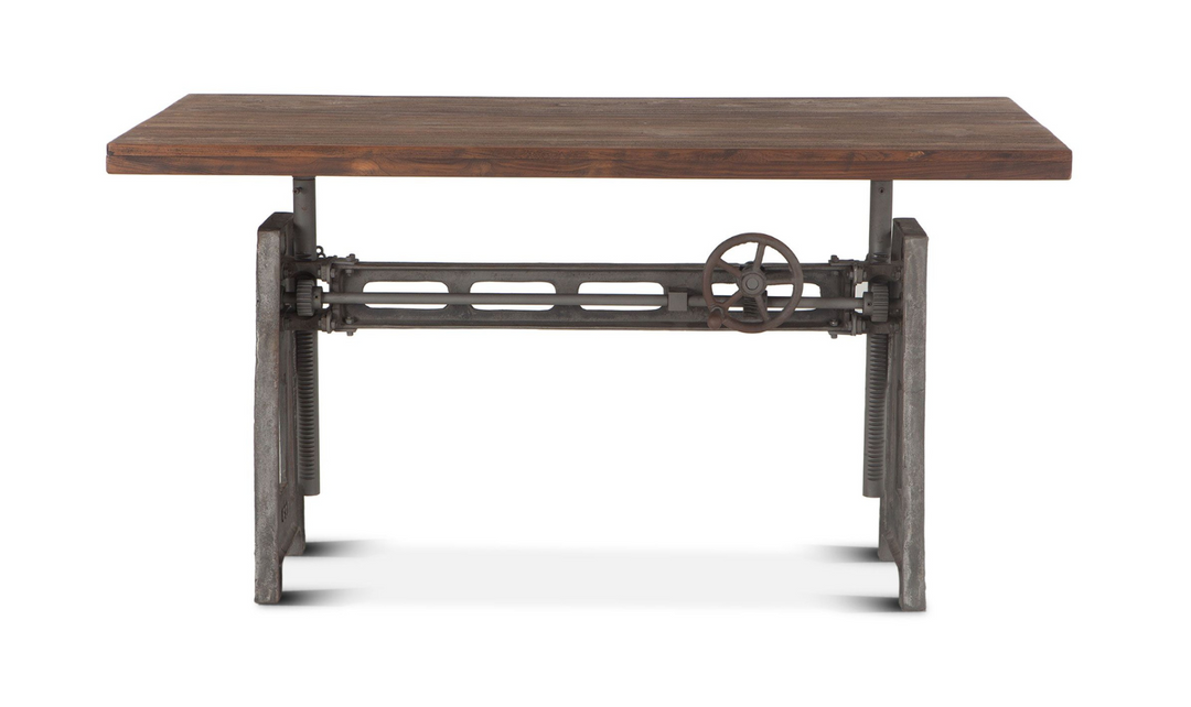 Industrial Loft Office Desk With Adjustable Crank In Gray Zinc-Jennifer Furniture