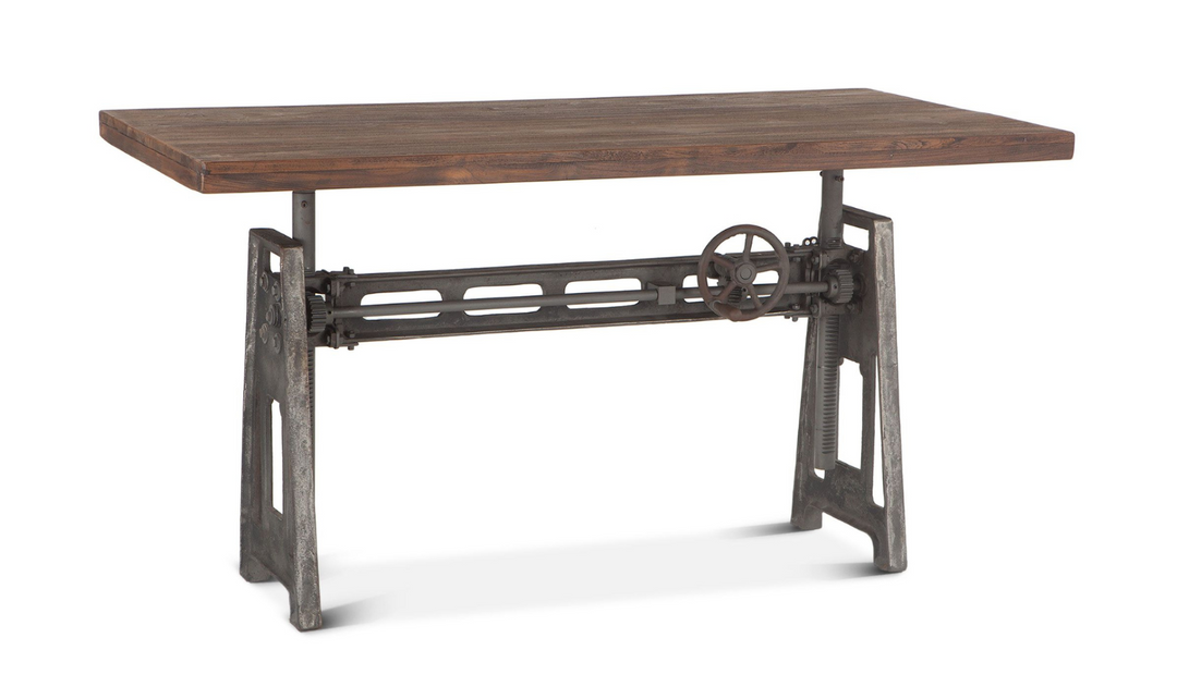 Industrial Loft Office Desk With Adjustable Crank In Gray Zinc-Jennifer Furniture