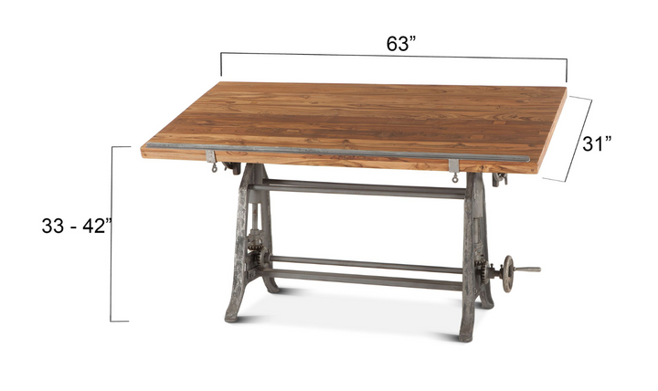Industrial Loft Wooden Drafting Desk With Adjustable Height-Jennifer Furniture