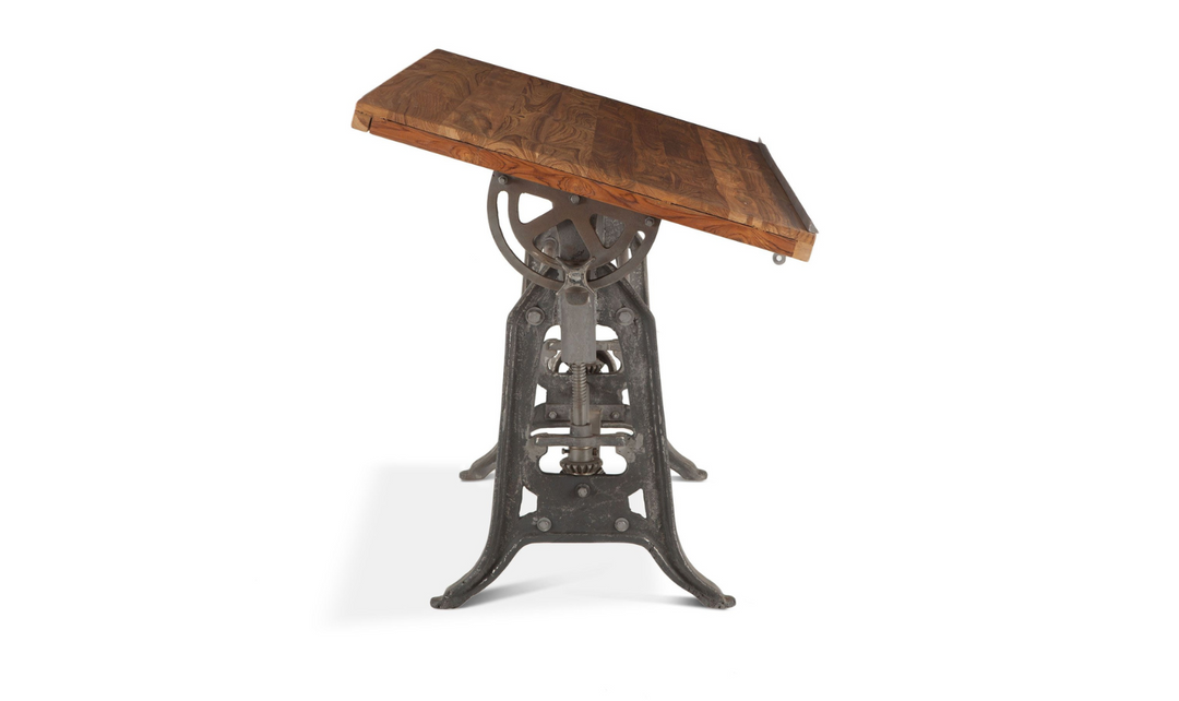 Industrial Loft Wooden Drafting Desk With Adjustable Height-Jennifer Furniture