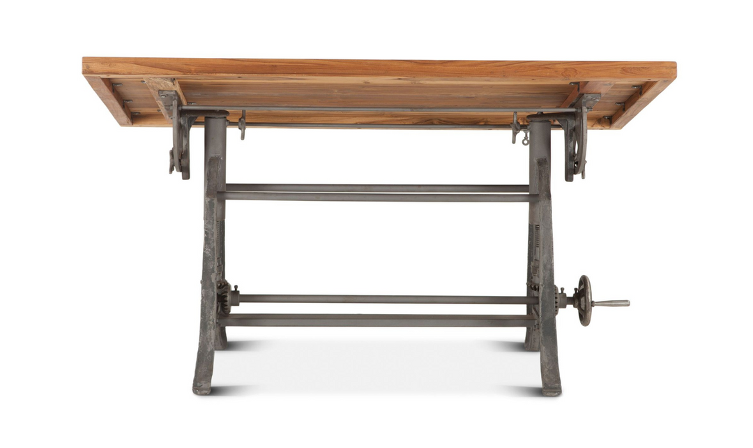 Industrial Loft Wooden Drafting Desk With Adjustable Height-Jennifer Furniture