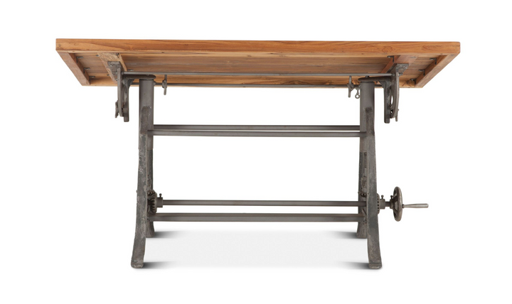 Industrial Loft Wooden Drafting Desk With Adjustable Height-Jennifer Furniture