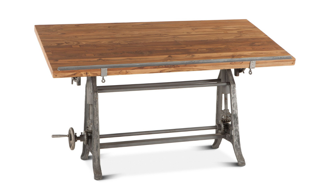 Industrial Loft Wooden Drafting Desk With Adjustable Height-Jennifer Furniture