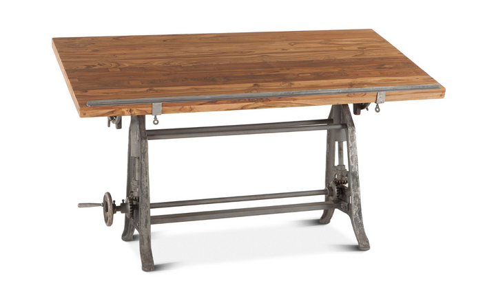 Industrial Loft Wooden Drafting Desk With Adjustable Height-Jennifer Furniture