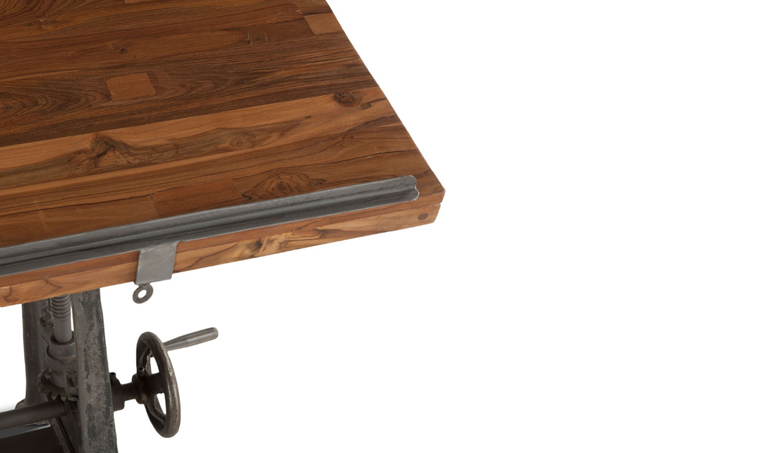 Industrial Loft Wooden Drafting Desk With Adjustable Height-Jennifer Furniture