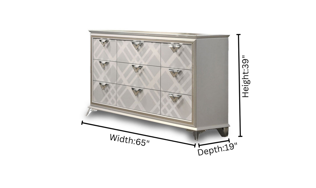 Jennifer Italia Brickfield Wooden Rectangular Gray 9 Drawer