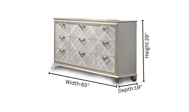 Jennifer Italia Brickfield Wooden Rectangular Gray 9 Drawer