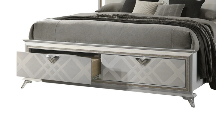 Jennifer Italia Brickfield Modern Bed With Storage And Upholstered Headboard (King/Queen Size Bed)