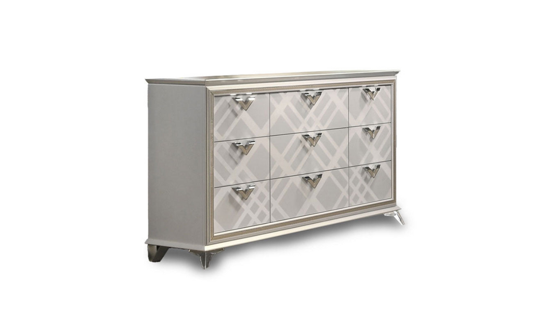 Jennifer Italia Brickfield Wooden Rectangular Gray 9 Drawer