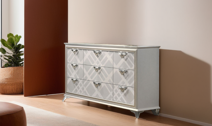 Jennifer Italia Brickfield Wooden Rectangular Gray 9 Drawer