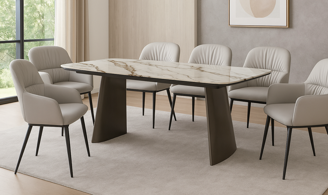 Jennifer Italia Kora 2 Lead Extendable Dining Table Set in Metal Base-jennifer furniture