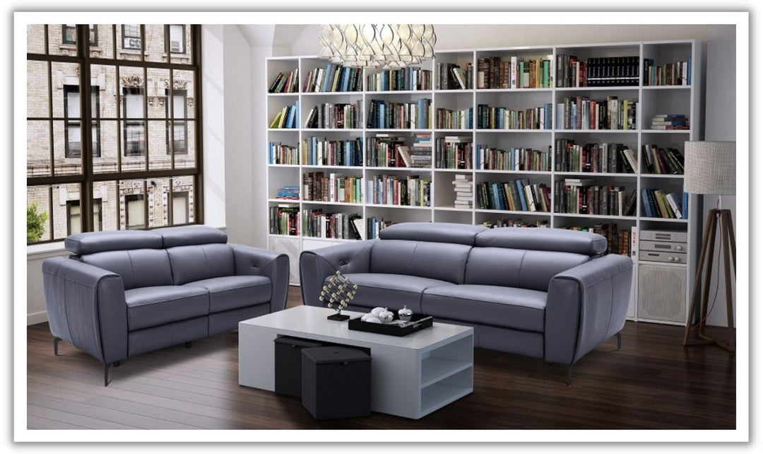 Jennifer Italia Azur Leather Power Reclining Living Room Set