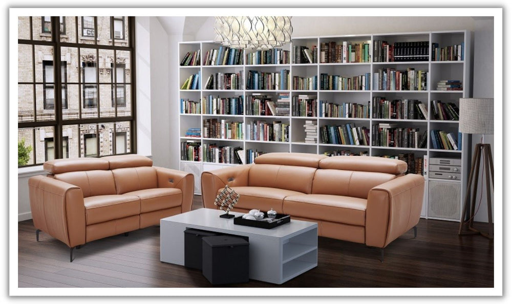 Jennifer Italia Azur Leather Power Reclining Living Room Set