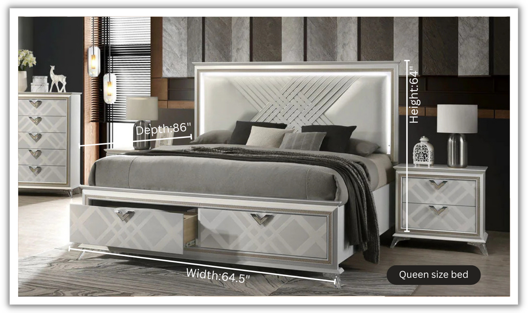 Jennifer Italia Brickfield Modern Bed With Storage And Upholstered Headboard (King/Queen Size Bed)