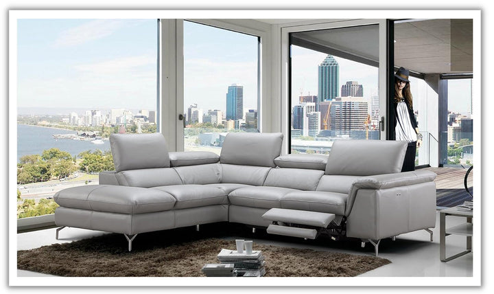 Jennifer Italia CinephileI 3-Seater Gray Leather Recliner Sectional Sofa