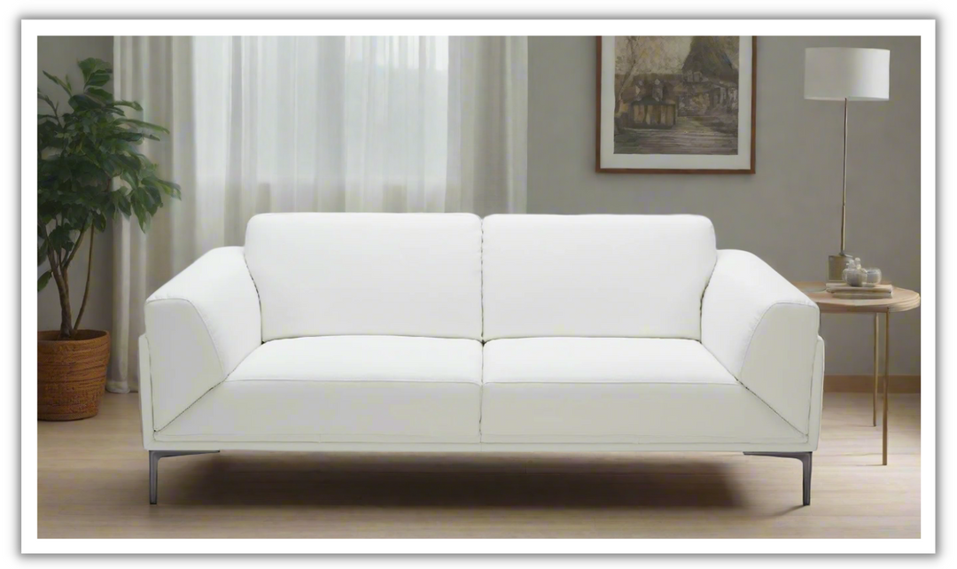 Jennifer Italia DAVOS 2-Seater Stationary Leather Sofa in White-jennifer furniture