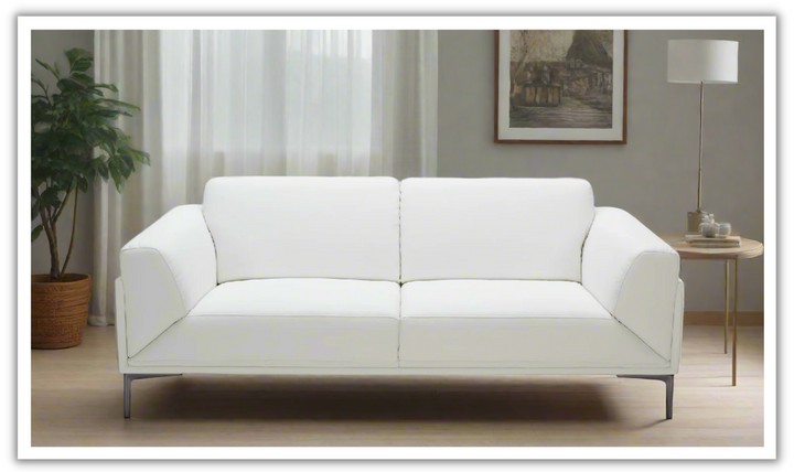 Jennifer Italia DAVOS 2-Seater Stationary Leather Sofa in White-jennifer furniture