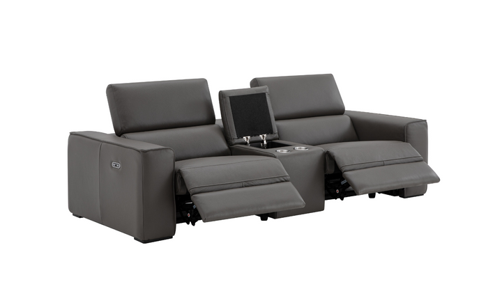 Jennifer Italia Incanto 2-seater Leather Power Recliner Loveseat with Storage Console