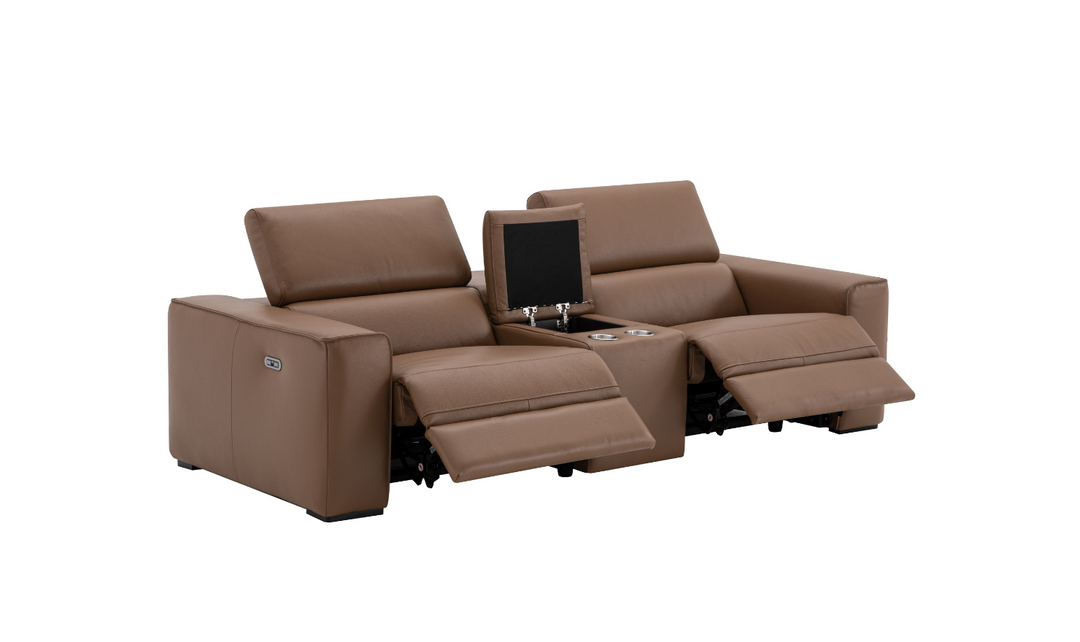 Jennifer Italia Incanto 2-seater Leather Power Recliner Loveseat with Storage Console