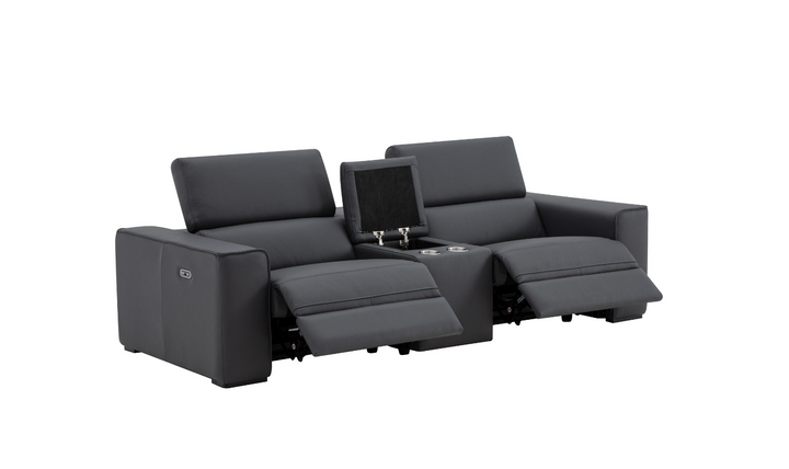 Jennifer Italia Incanto 2-seater Leather Power Recliner Loveseat with Storage Console
