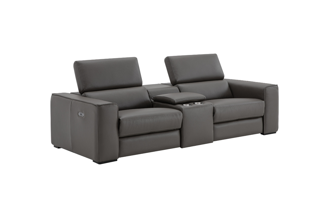 Jennifer Italia Incanto 2-seater Leather Power Recliner Loveseat with Storage Console